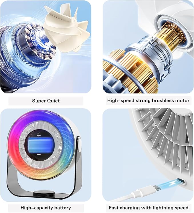KKANDPP Desk Fans for Bedroom, Quiet Wall-Mounted Desk Fan - Image 4