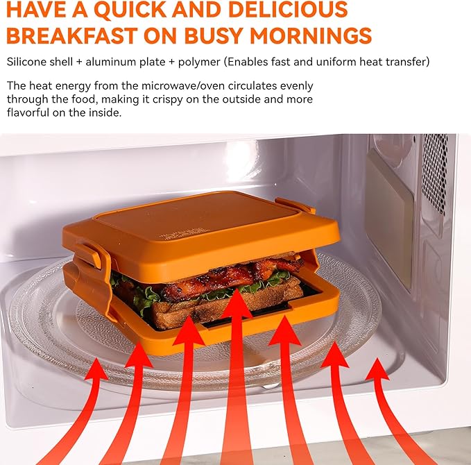 Microwave Toastie Sandwich Maker, Nonstick Plate Panini Maker, Versatile - Image 2
