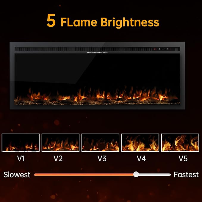 50" Electric Fireplace, Ultra-Thin Recessed/Wall Mounted Electric Fireplace - Image 3