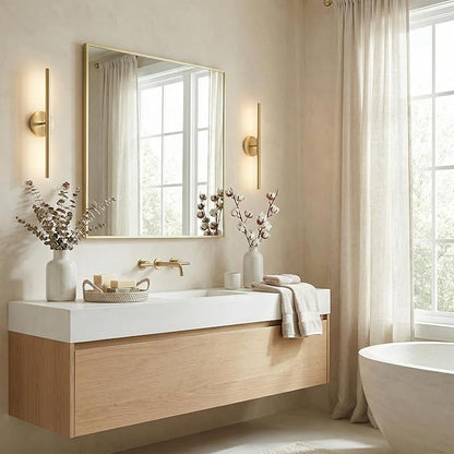 30"x30" Gold Square Mirror for Wall, Metal Framed Bathroom Vanity Mirror - Image 2