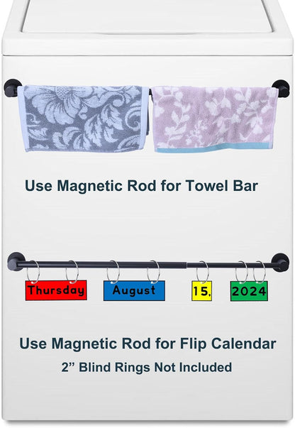 18"-31.5" Adjustable Magnetic Curtain Rod for Metal Door, Kitchen Towel Bar | Strong Magnets Rubber Coating, Magnetic Rod for Chart Whiteboard Calendar, Towel Holder for Fridge Dishwasher Black 1 Pack