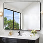 FORBATH Large Bathroom Mirror 48 x 36 Inches，Black Large Wall Mirror Aluminum by FORBATH