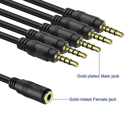 MEIRIYFA 3.5mm Headset Splitter Cable 1/8" 4-Pole/3-Rings TRRS 1 Female to 5 - Image 7