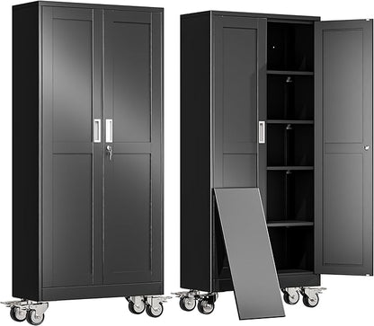 71" H Metal Garage Storage Cabinet, Rolling Tool Cabinet by erosoei