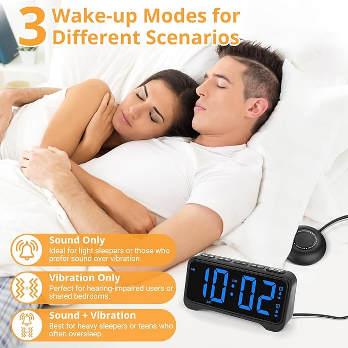 Loud Alarm Clock for Heavy Sleepers Adults, Vibrating Bed Shaker Alarm Clock - Image 5