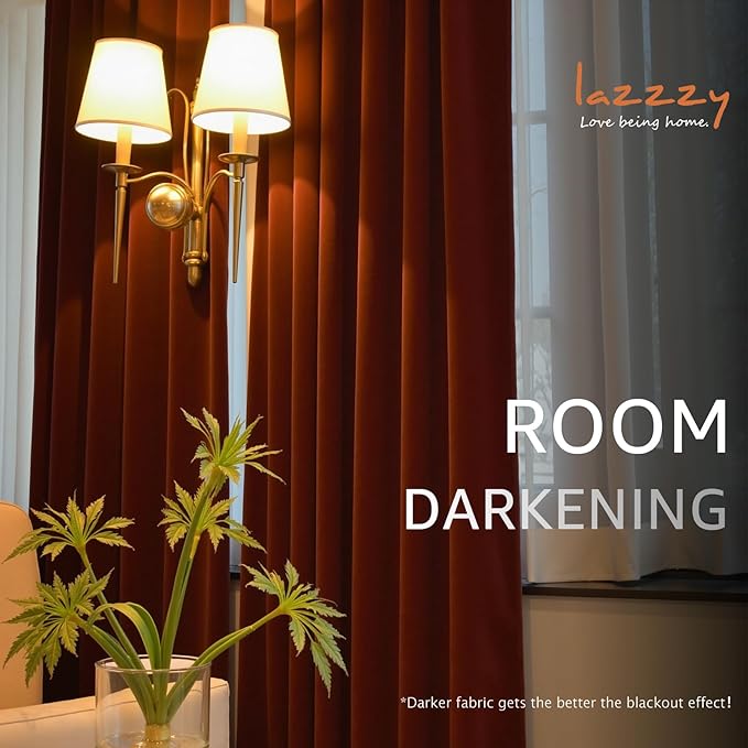 Lazzzy Velvet Blackout Curtains Thermal Insulated Room Window Drapes Super Soft - Image 7