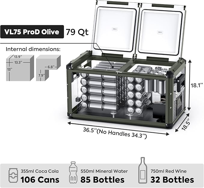 ICECO VL75 ProD 12V Refrigerator, Portable Freezer Fridge - Image 3