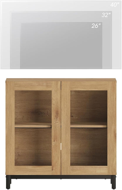 WAMPAT Modern TV Stand with Glass Doors - Image 8
