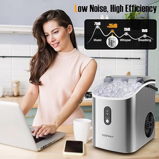 COSTWAY Nugget Countertop Ice Maker, Ready in 6 Mins, 34 lbs/24H, Ice Machine - Image 5