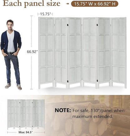ALeesing 6 Panel Room Divider, 5.6Ft Wood Room Dividers and Folding Privacy - Image 2
