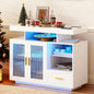 40" Wood LED Coffee Bar with Wireless Charging Station, Kitchen Storage Cabinet by MDGC