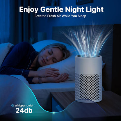 air purifiers for bedroom home, true hepa filter, side view