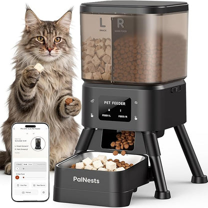 Dual Chamber Automatic Cat Feeder, Smart WiFi Pet Food Dispenser by PalNests