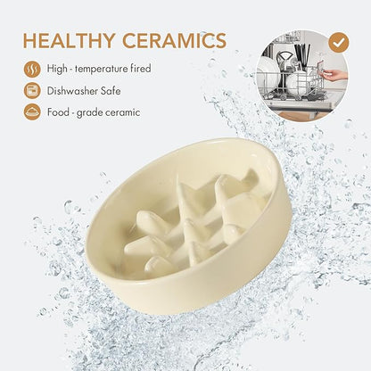 Ceramic 1.2 Cup Dog Raised Slow Feeder Set, Elevated Bowl - Image 4