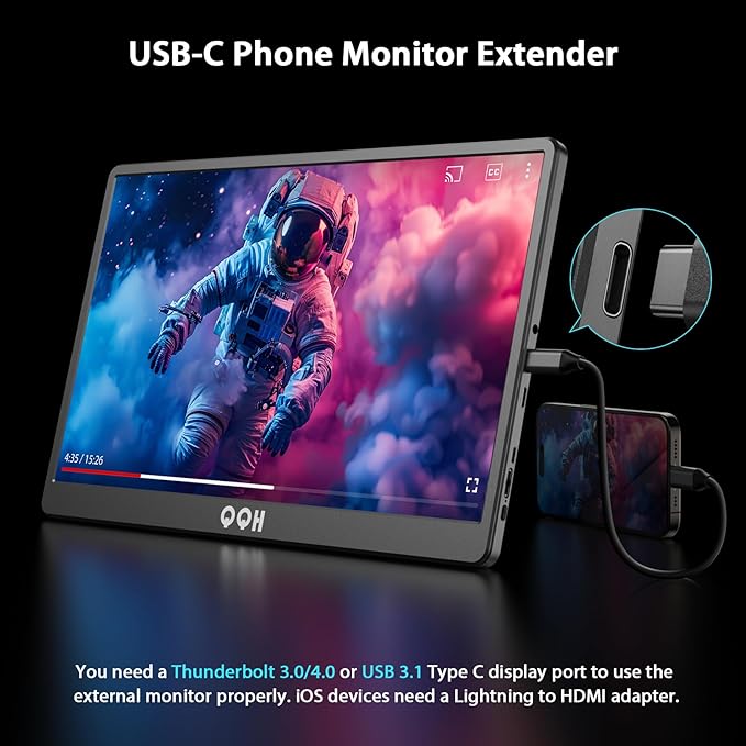 QQH Portable Monitor, 15.6" Portable Travel Monitor - Image 6