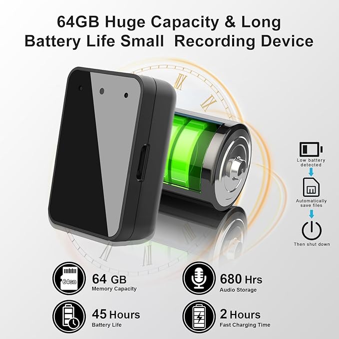 64GB Magnetic Voice Recorder- Mini Voice Recorder - Image 6