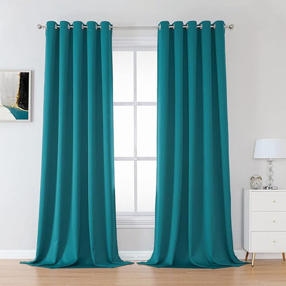 DUALIFE 108 Inch Length Teal Curtains 2 Panels Set Grommet Curtain Drapes by DUALIFE
