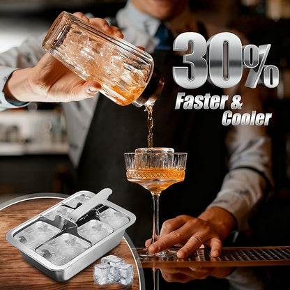 Ice Cube Trays, 4 Pack Large 6-cube Stainless Steel Ice Cube Trays - Image 5
