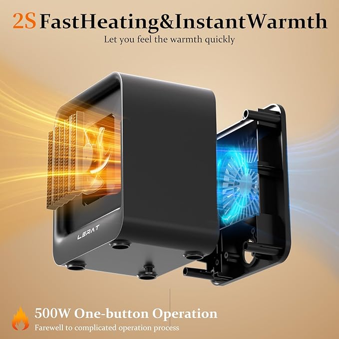 Lerat Space Heater, Portable Mini Heater - Image 2
