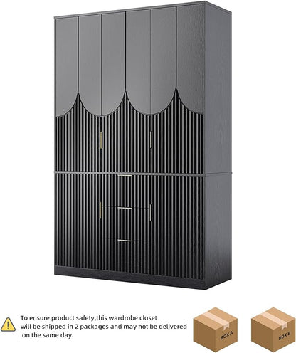 71" Wardrobe Armoire Wooden Closet - Image 5