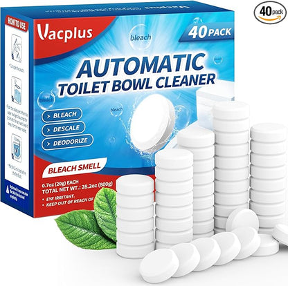 Vacplus Toilet Bowl Cleaner Tablets 40 PACK, Automatic Cleaners by Vacplus