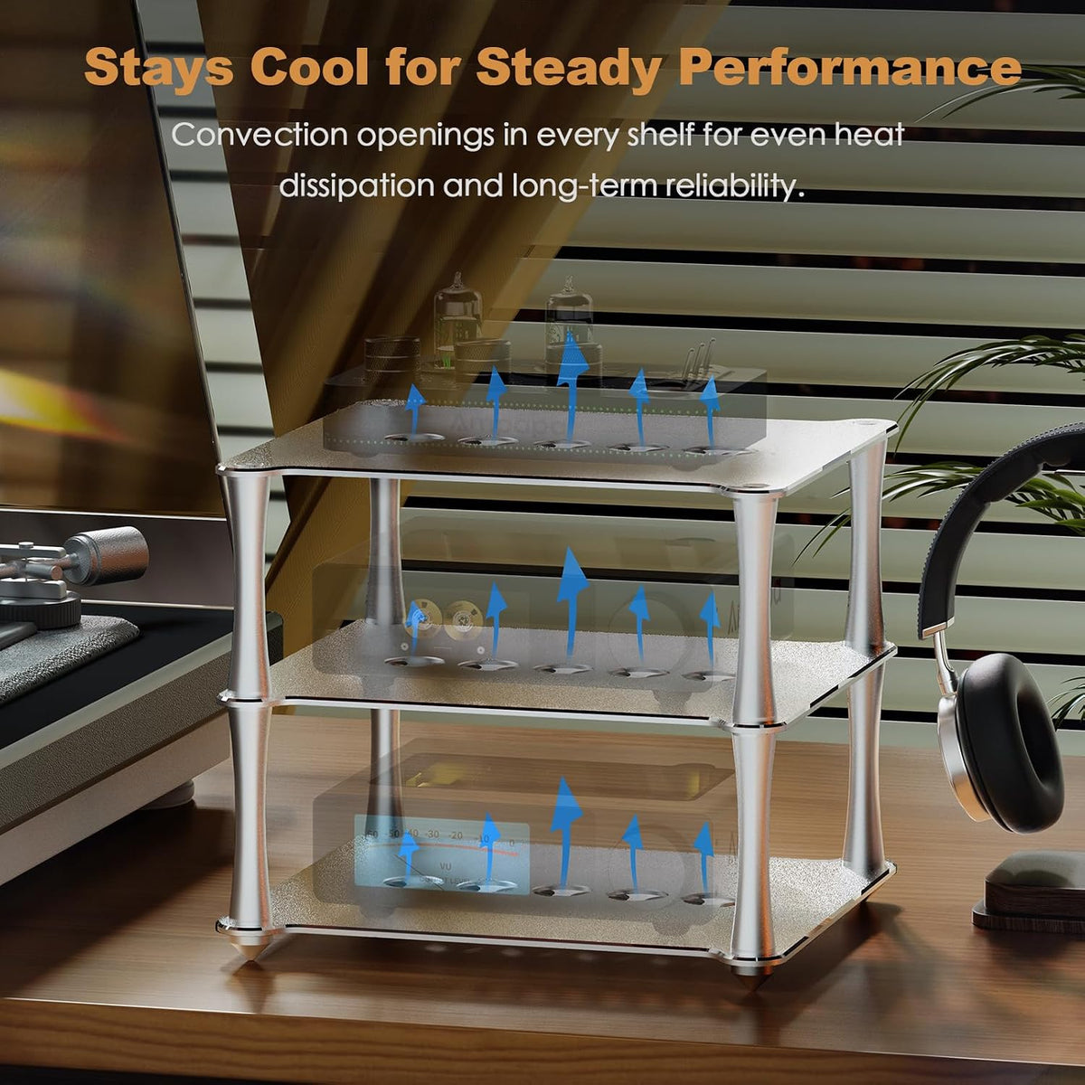 BK1 Desktop HiFi Stand: Aluminum Audio Rack A1 D1 Q1 Amplifier DAC Preamp wit...