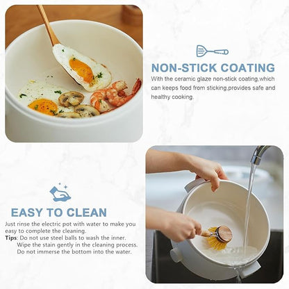 Hot Pot Electric, 2L Ceramic Glaze Non-Stick Pan, Portable Hot Pot - Image 4