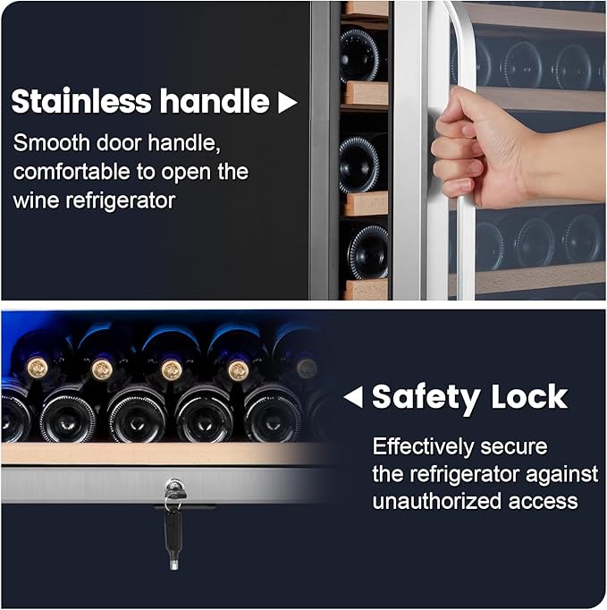 24 Inch Wine Cooler Refrigerator Freestanding, Large Tall Built-in 154-Bottles - Image 7