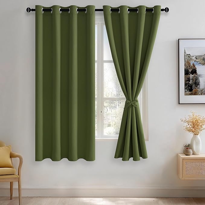 JIUZHEN Olive Green Blackout Curtains by JIUZHEN