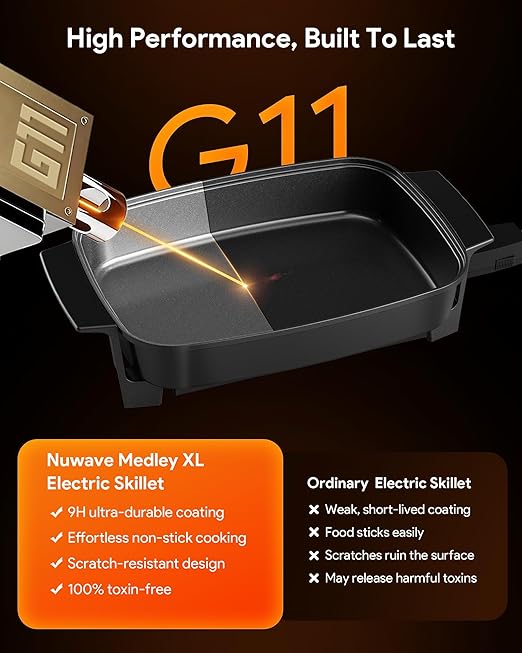 Nuwave Medley XL Digital Electric Skillet, Family Size Griddle w/Glass Lid - Image 5