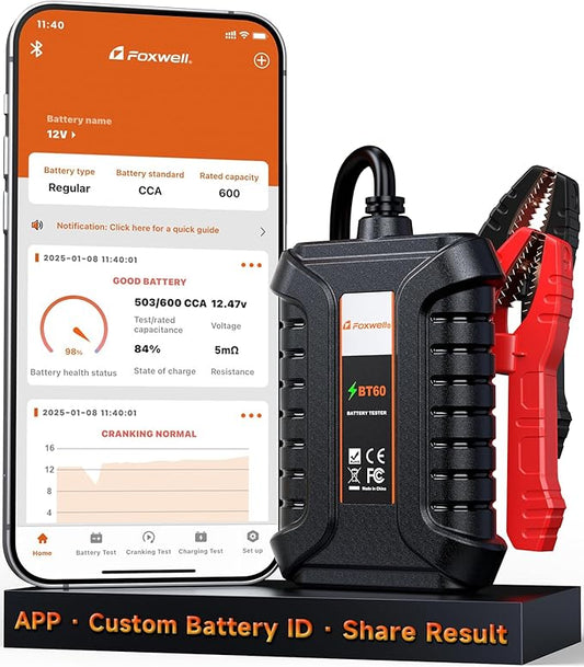 Bluetooth Car Battery Tester Foxwell BT60, 12V Battery Load Tester, Cranking by FOXWELL