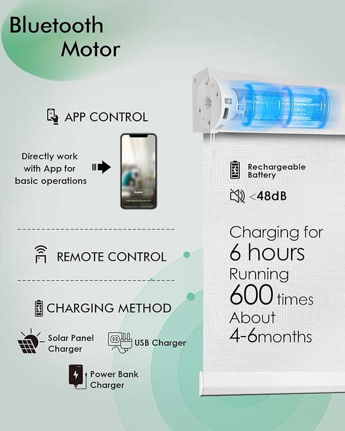 Yoolax Motorized Blinds with Remote, Light Filtering Remote Shades - Image 2