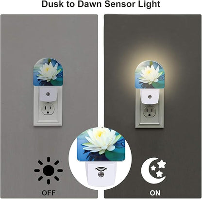 sndheke White Lotus Flower Night Light Plug into Wall, Beautiful Lotus in Pond - Image 3