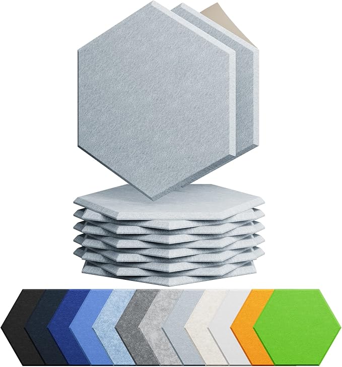 Amantech 12 Pack Acoustic Panels Self Adhesive Sound Proof Foam, High Density by Amantech