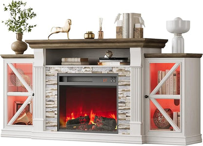 QUW Electric Fireplace TV Stand, Modern TV Console Table by QUW