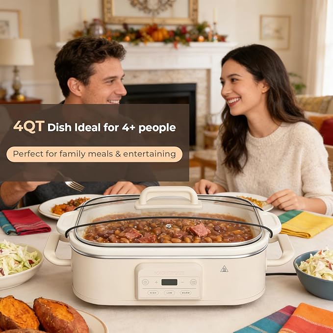 Magnifique 4 Quart Casserole Digital Slow Cooker, Premium Ceramic Bakeware - Image 2