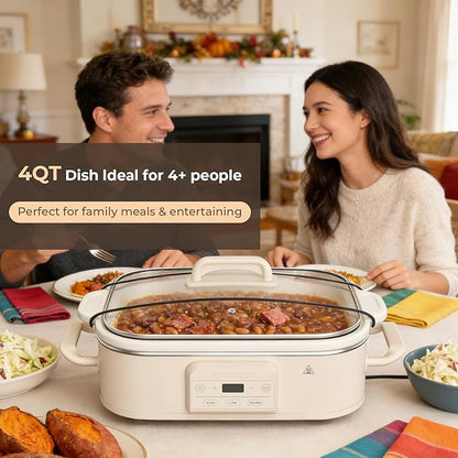 Magnifique 4 Quart Casserole Digital Slow Cooker, Premium Ceramic Bakeware - Image 2