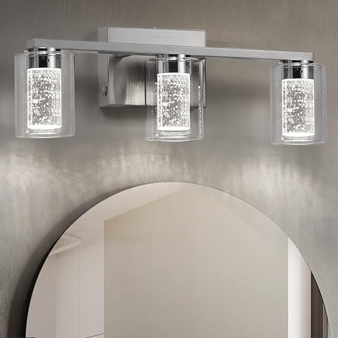 SADENICEL Brushed Nickel Vanity Lights, 3-Light Bathroom Light Fixtures by SADENICEL