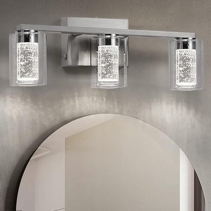 SADENICEL Brushed Nickel Vanity Lights, 3-Light Bathroom Light Fixtures by SADENICEL