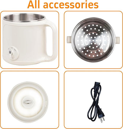 Electric Hot Pot with Steamer: 2.0L Ramen Cooker, Dual Power Adjustment - Image 6