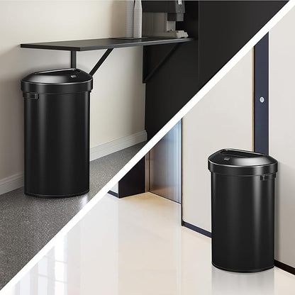 EKO Urban 21 Gallon Semi-Round Open Top Waste Bin, Stainless Steel Half Round - Image 7