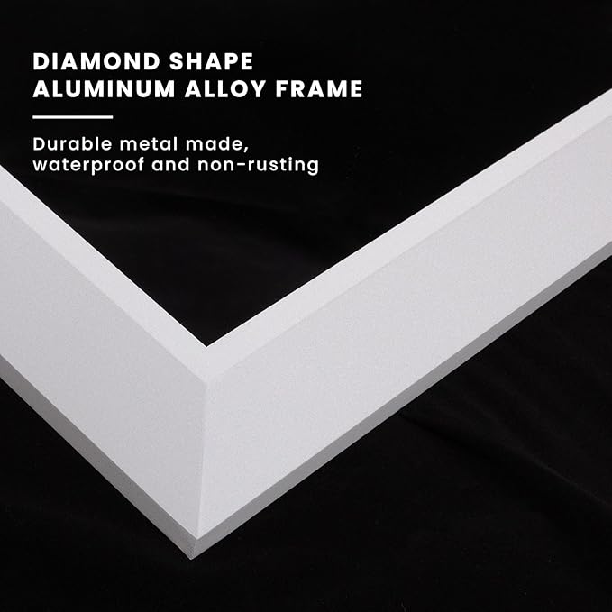 Amorho Bathroom Mirror, 40x30 Inch White Thick Metal Framed Wall Mirrors - Image 2