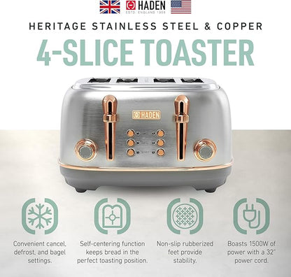 Haden Heritage 4 Slice Wide Slot Stainless Steel Toaster - Image 2