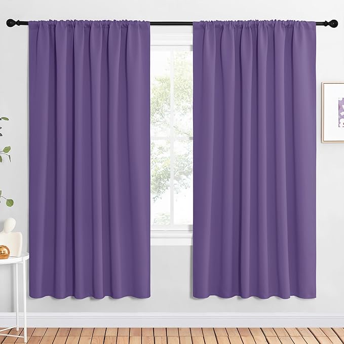 NICETOWN Bedroom Window Curtain Panels, Lilac Purple, 2 Panels, 62 in x 72 in by NICETOWN