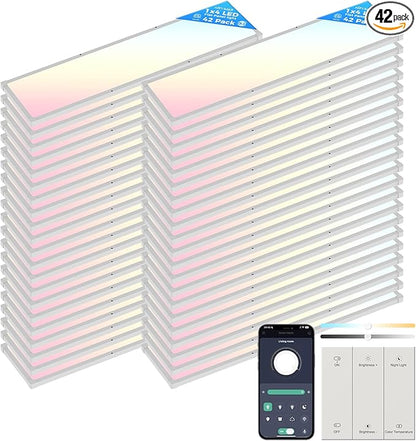AIKVSXER 42 Pack 1x4 FT LED Flat Panel Light Surface Mount, by AIKVSXER