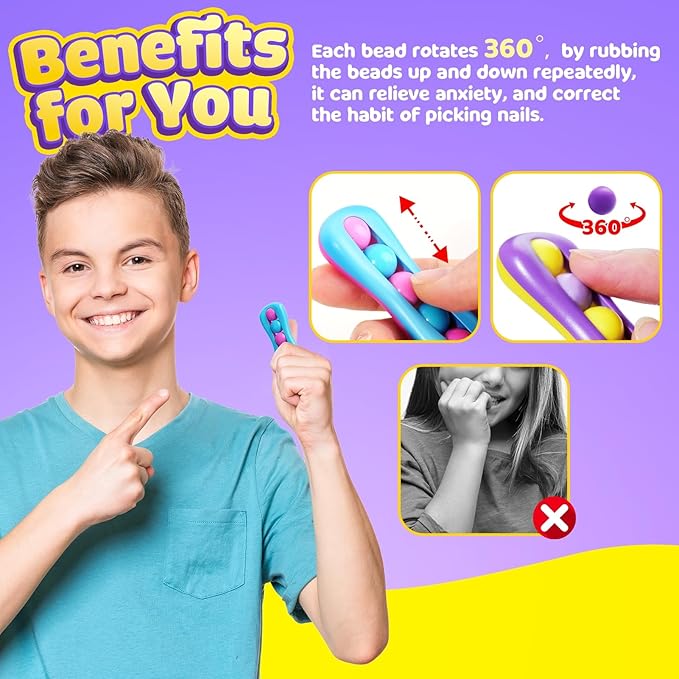 LESONG Fidget Sensory Toys for Kids: 6 Pack Colorful Finger Spinner Toys - Image 2
