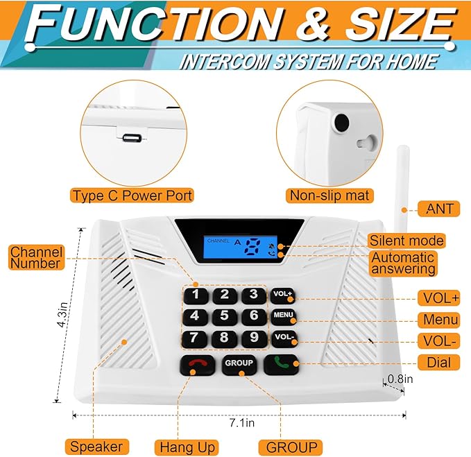 Intercoms Wireless for Home, Hands Free Intercom Upgrade, Full Duplex Two Way - Image 7