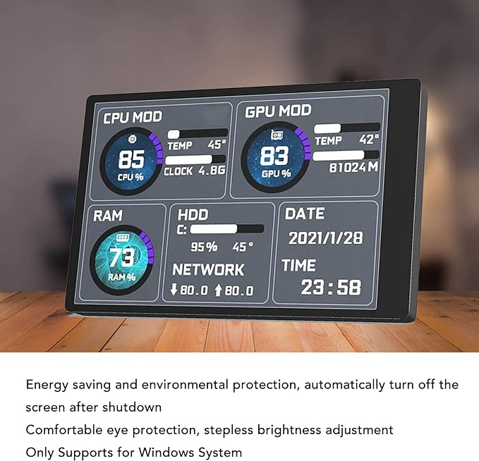 3.5in Computer Temp Monitor, PC Sensor Panel Display, PC CPU HDD Data Monitor - Image 2