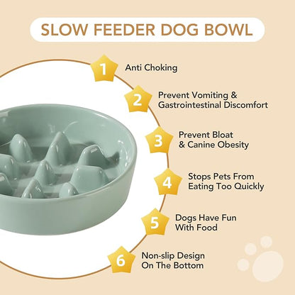 Ceramic 1.2 Cup Dog Raised Slow Feeder Set, Elevated Bowl - Image 6