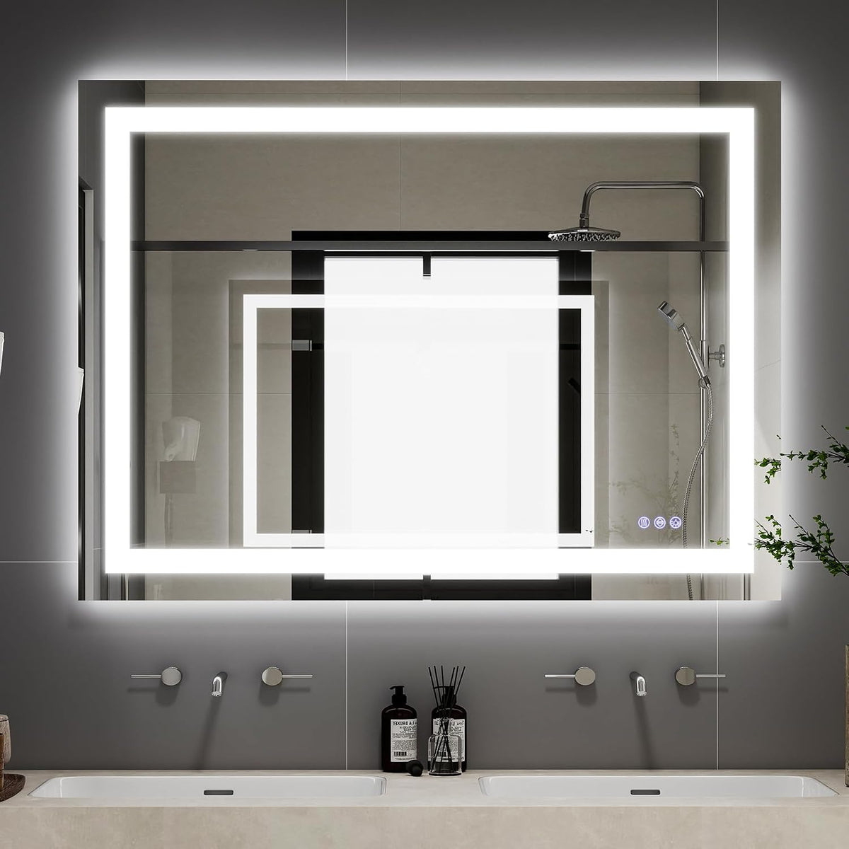 LED Bathroom Mirror 32 x 40 inches - 3 Color Adjustable Modes | Lighted Smart Bathroom Vanity Mirror, Anti-fog, Memory Function, Tempered Glass, Wall Mounted Horizontally Vertically